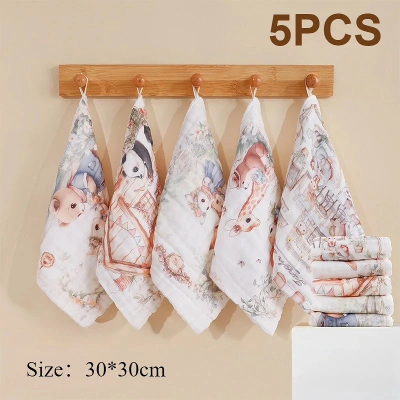 5 قطعة منديل مربع الطفل منشفة الوجه منشفة الشاش منشفة ملابس التجشؤ الطفل Facecloth القطن ملابس تجشؤ لينة ماصة الشاش