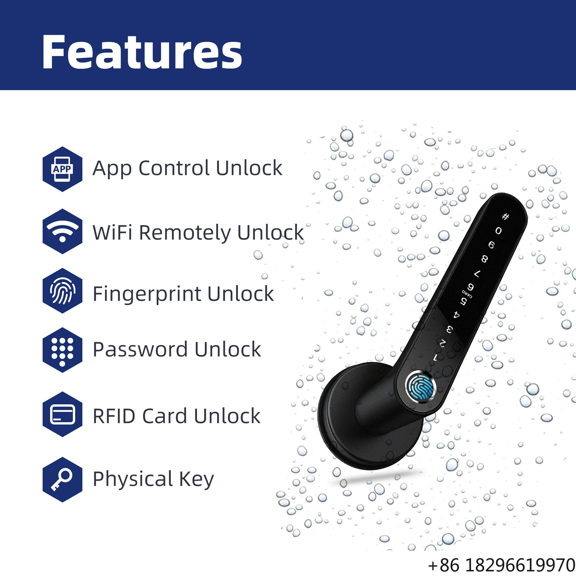 Bedroom Smart Door Lock TTlock  App Password Card Fingerprint Smart Handle Lock