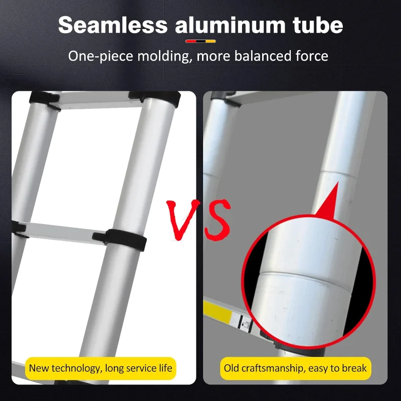 Aluminum Telescoping Ladder, 14.4FT 4.4M, 330lbs Max Capacity, Non-Slip, Portable, Silver