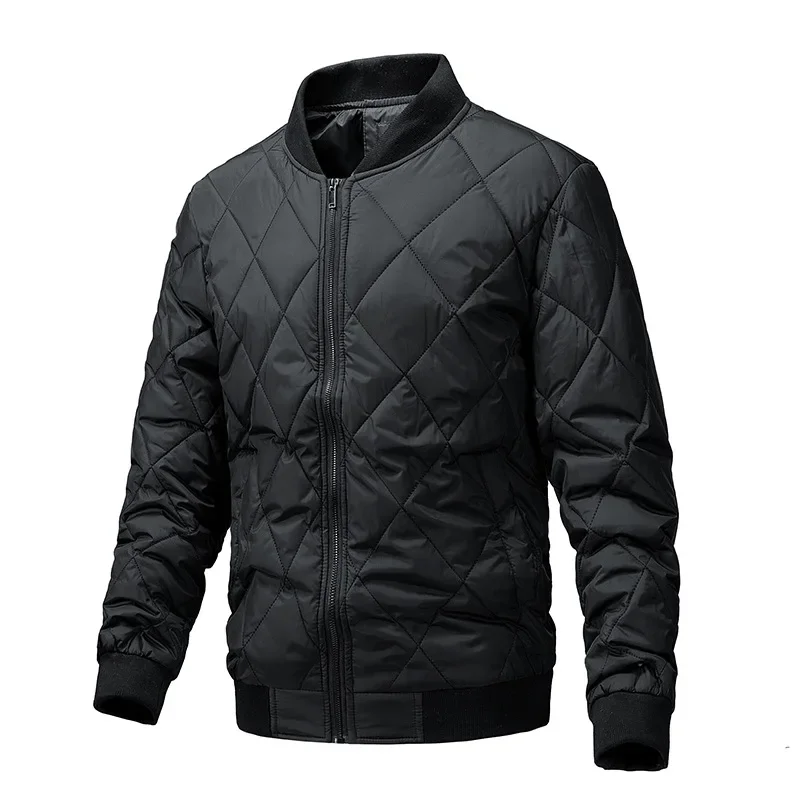 Parkas de manga larga con cuello levantado para hombre, cárdigan sólido con bolsillos y cremallera, ropa de abrigo suelta empalmada, básico informal, Otoño, 2024