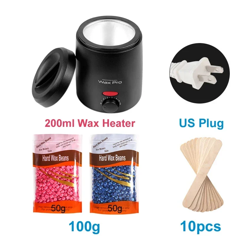 Wachserhitzer-Maschine zur Haarentfernung, Wachsschmelztopf mit Wachsbohnen-Set, 200 ml, Enthaarung, Paraffinwachsen, Wärmer, Tauchtopf
