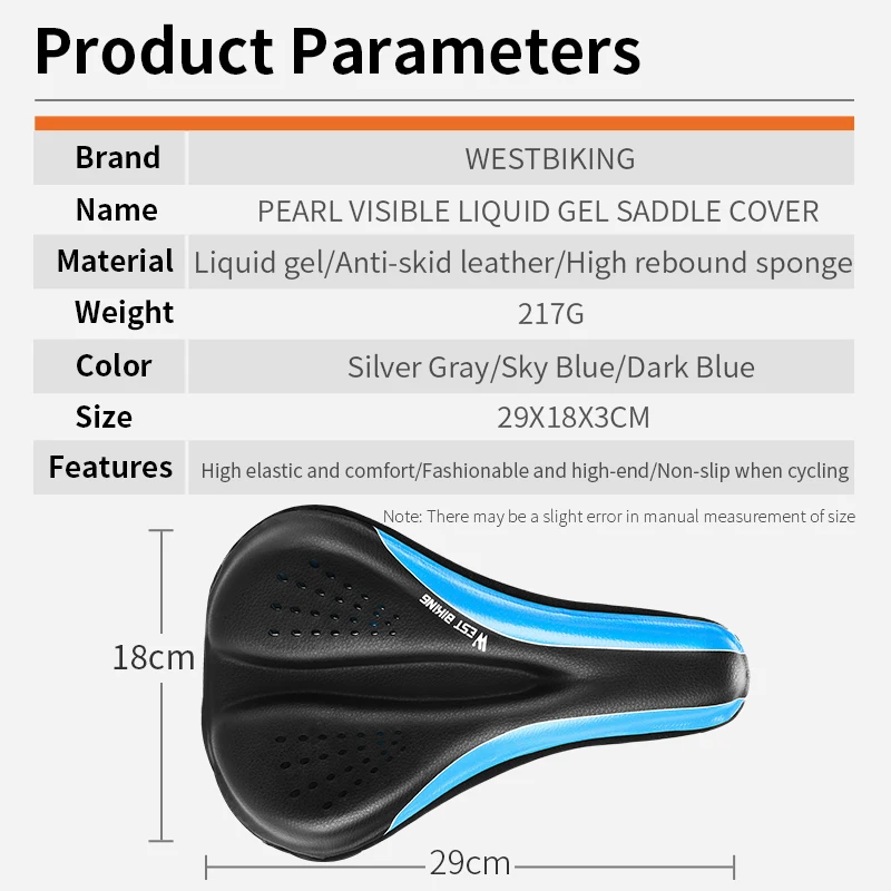 WEST BIKING Bicycle Saddle Cover PU Leather Rainproof GEL Foam Shock-absorbing MTB Road Bike Cycling Seat Cushion Cover Accessor image 6