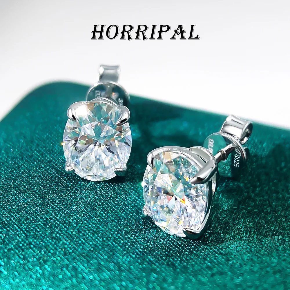 

Серьги-гвоздики HORRIPAL D VVS1 1-5CT с овальной огранкой из муассанита для женщин, из стерлингового серебра 925 пробы, GRA, свадебные, классические, изысканные ювелирные изделия