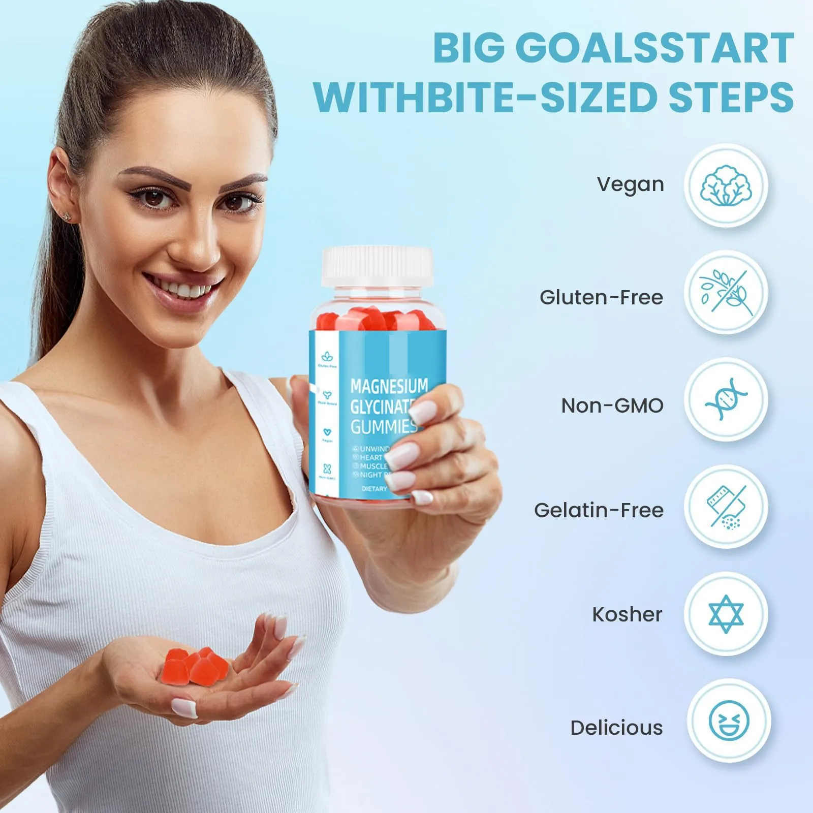 

Glycine magnesium gummies dietary supplement maintains physical health, improves sleep quality, alleviates anxiety