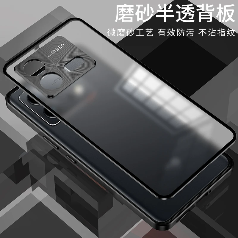 Aluminium Alloy Metal Frame Bumper for VIVO IQOO NEO 8 Pro Case Matte Acrylic Back Cover Camera Lens Protector Case Funda