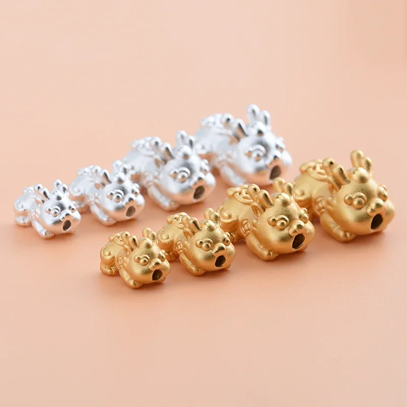 S999 full silver 3D hard silver accessories, cute baby pixiu beads, handmade DIY string beads material woven accessories