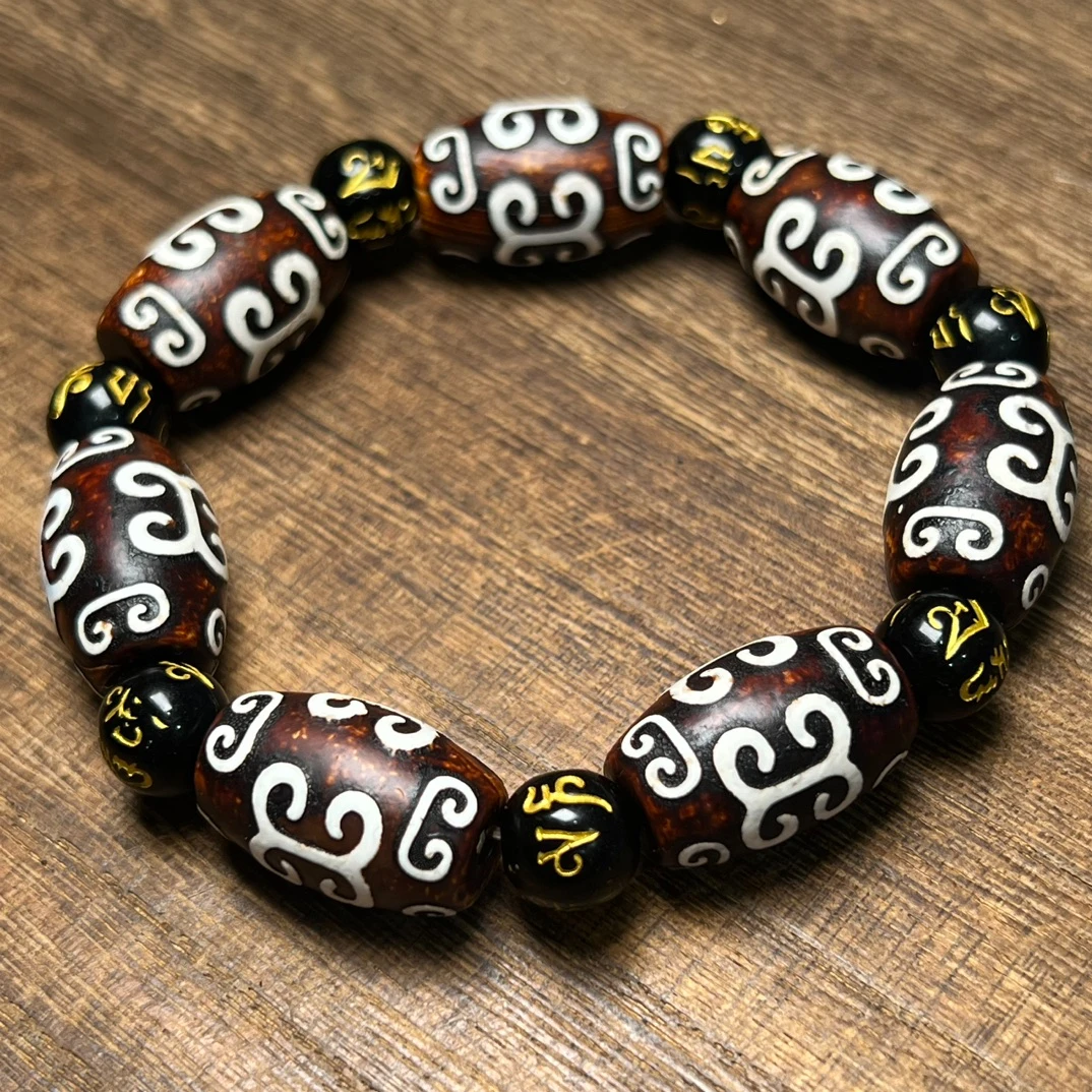 14*21mm Tibetan Buddhism Agate Dzi Beads Bracelet Men Women Fine Jewelry Tibet Old Agate Lucky Amulet Fengshui Bracelets