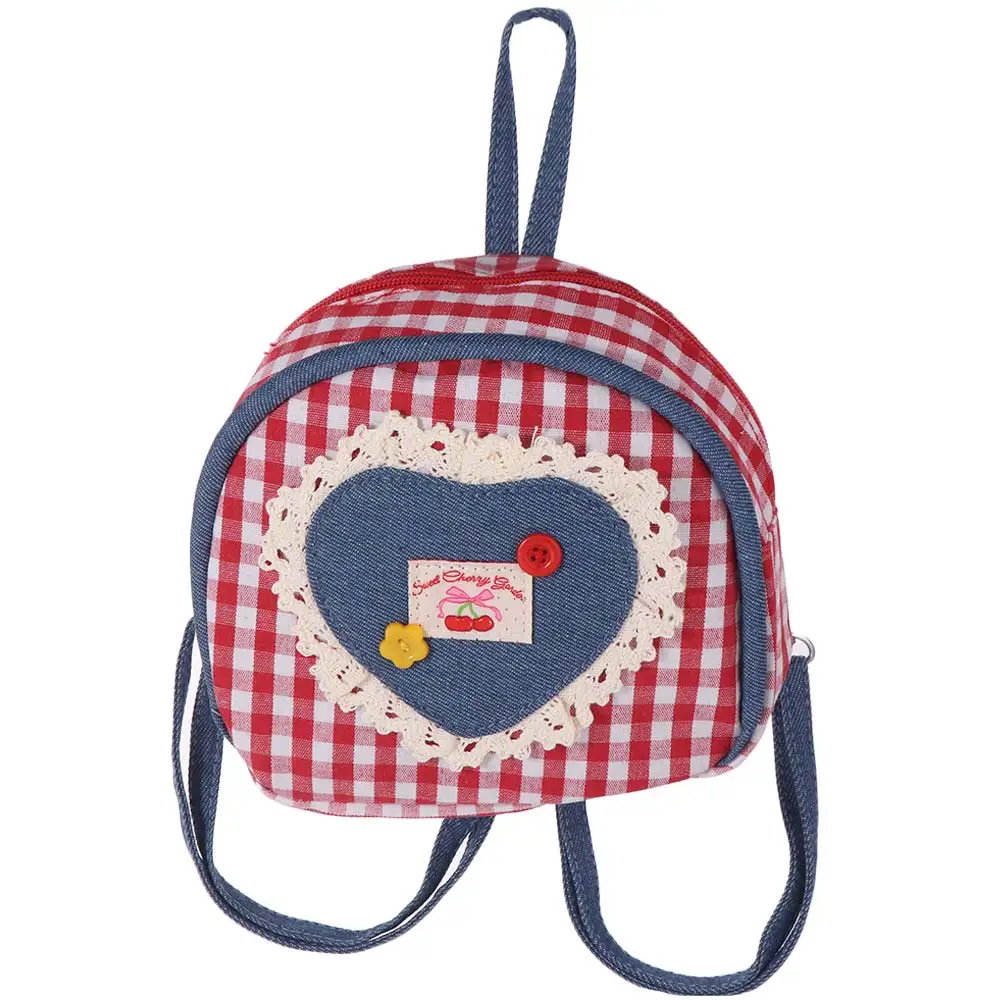 جميل القماش شعرية حقيبة الظهر البسيطة الريفية نمط الدنيم الكتفين حقيبة القلب منقوشة حقيبة السفر