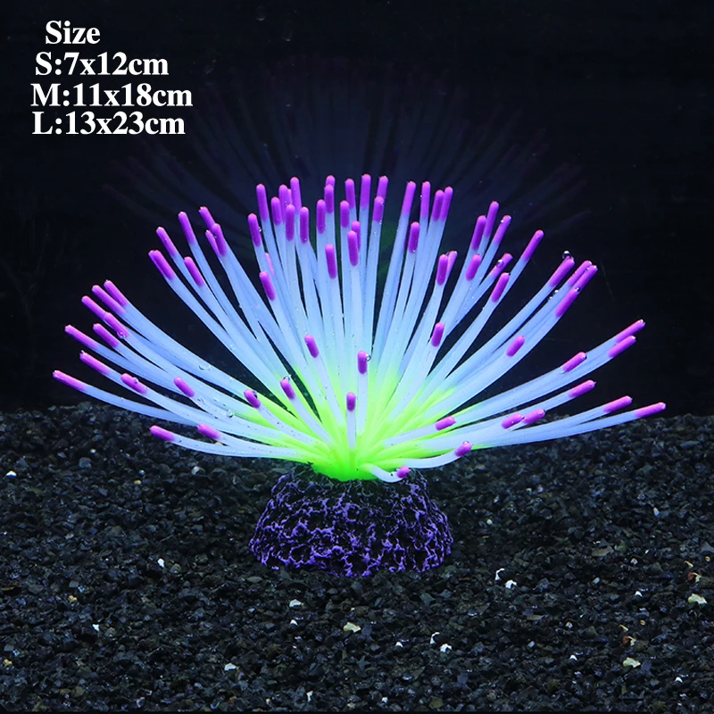 Artificial Silicone Sea Urchin Ball Fluorescent Effect Decoration Aquarium Underwater World Fish Tank Landscape Ornament