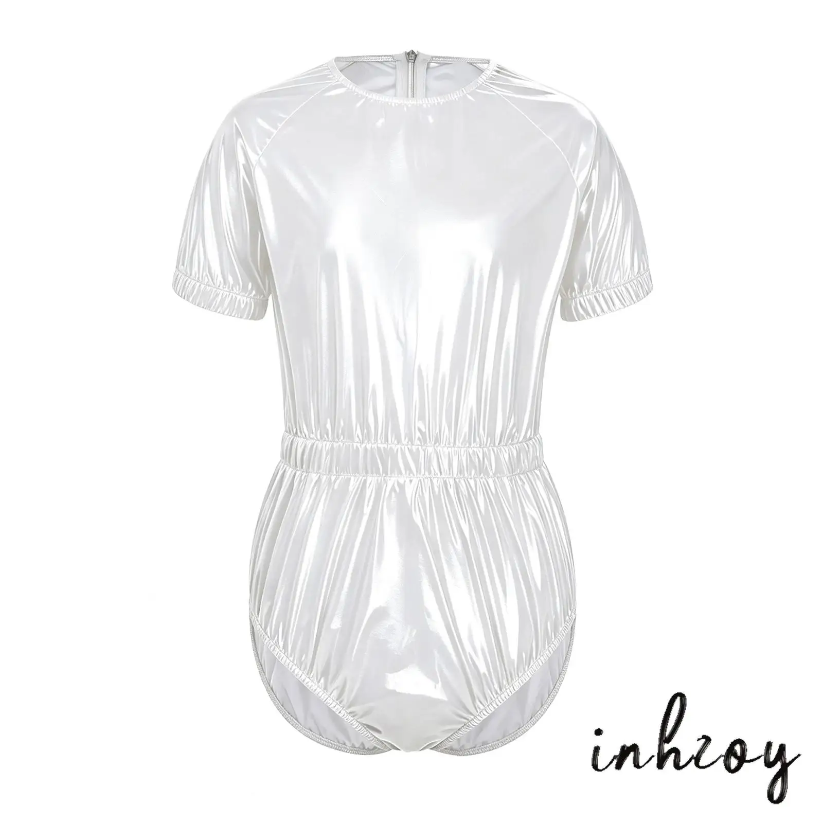 Unisex Childrens Dance Practice Jumpsuit Short Sleeve Back Zipper Elastic Waist Water Resistant Diaper Cover Bodysuit Swimwear