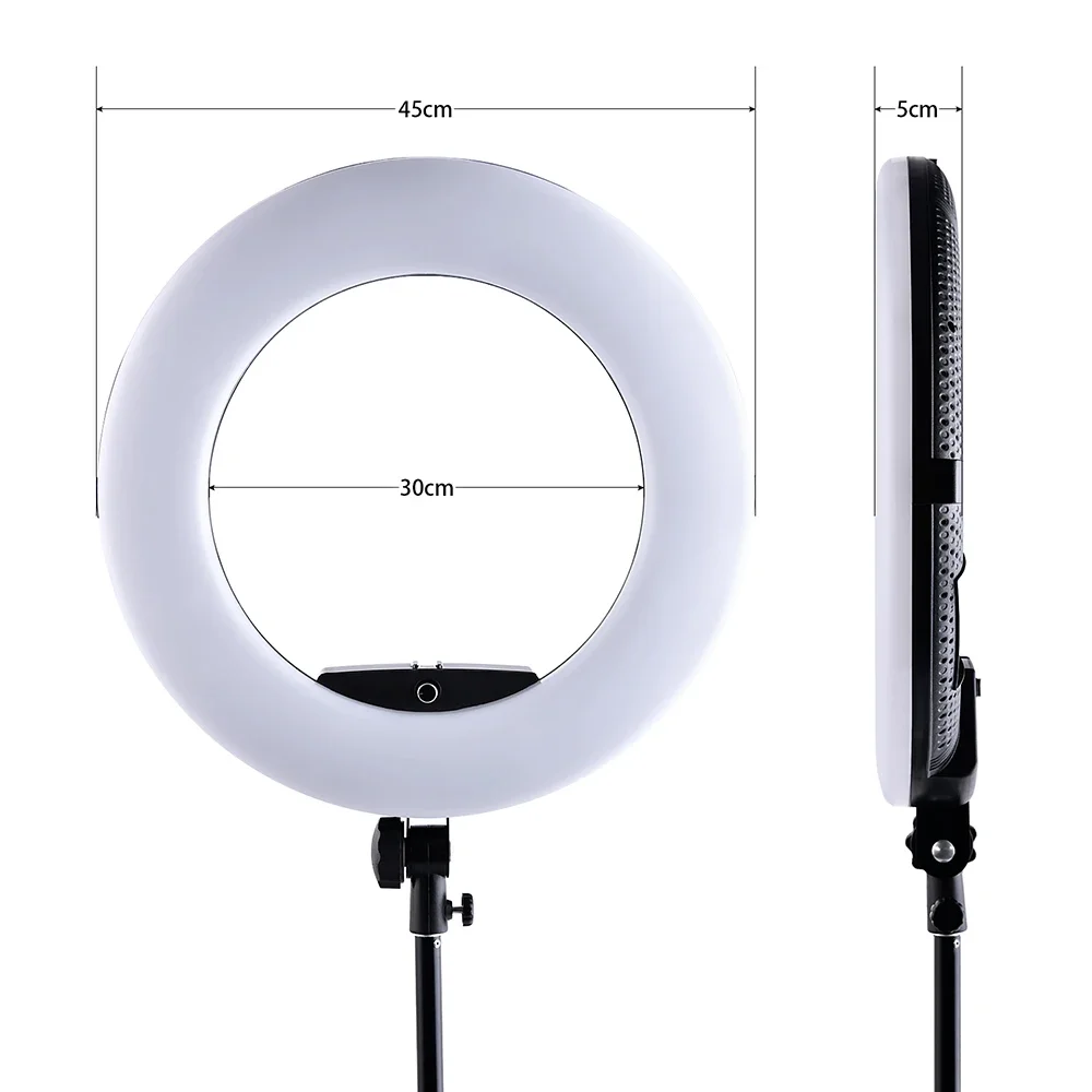 

White FD-480II Photography/Photo/Studio 18" 480 LED Ring Light 5600K Dimmable Camera Ring Video Light Lamp + bag