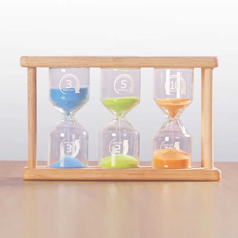 3/5/10/15/20/30 Min 3-in-1 Wooden Hourglass Sand Timer Hour Glass Sandglass for Kids Sand Clock Desk Decor for Games Classroom