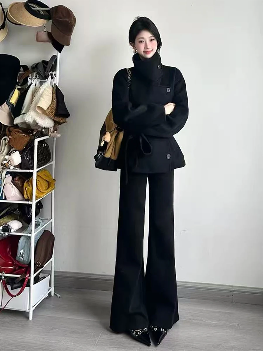 

Джинсы с высокой талией и расклешенными штанинами для женщин, осенне-зимние, больших размеров, прямые, из хлопкового стрейч-денима, с эффектом похудения