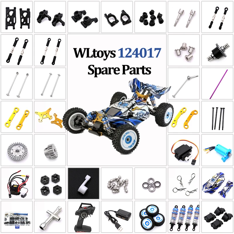 Peças de Reposição Originais WLtoys 124017 1/12 para Carro RC: Motor Brushless, Receptor, ESC, Braço Oscilante, Diferencial, Caixa de Câmbio, Pneu, Parafuso