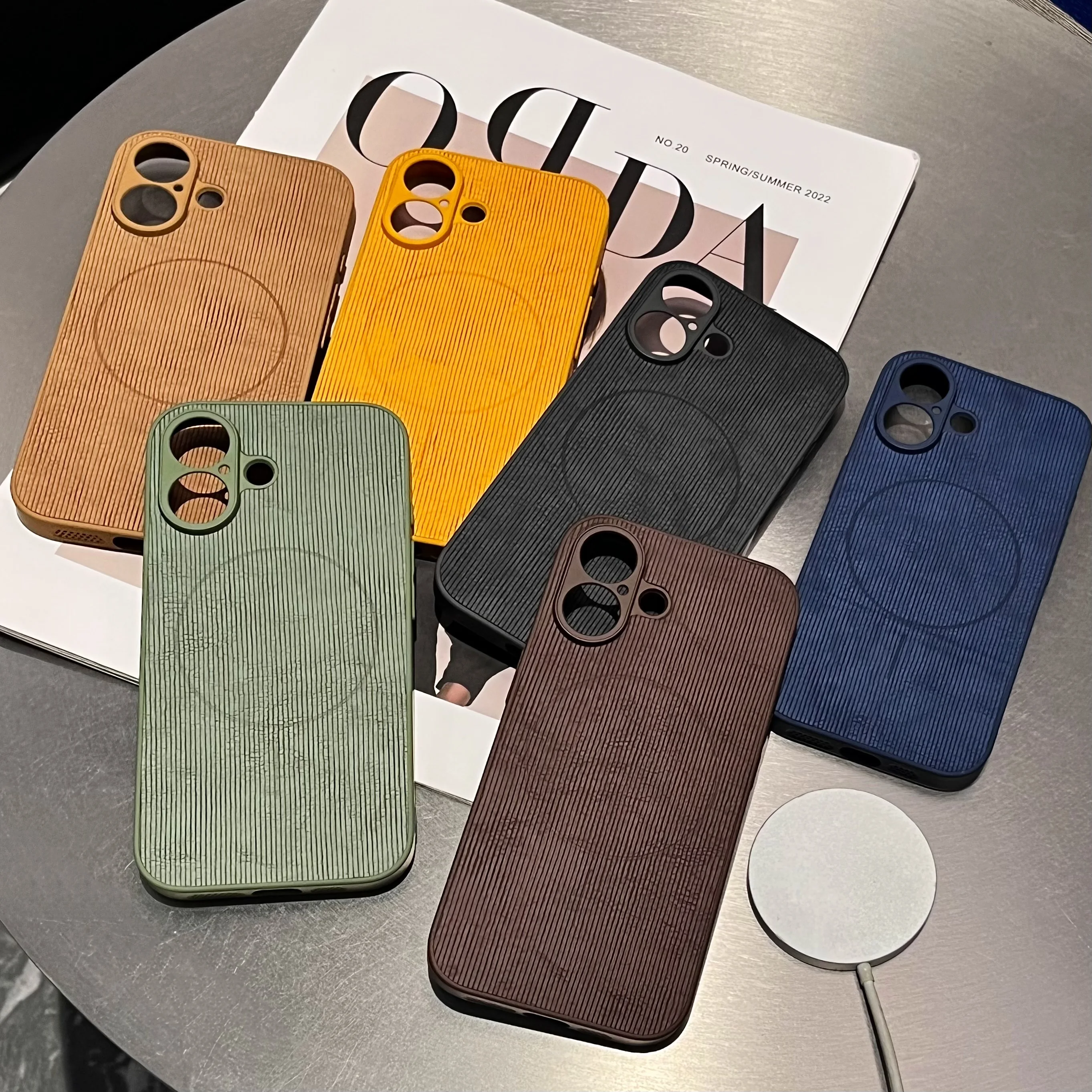 Schlanke, einfache, matte, weiche Leder-Funkladung, magnetisch, für Magsafe-Hülle für iPhone 16, 15, 14, 13, 12, Pro Max 11, stoßfest