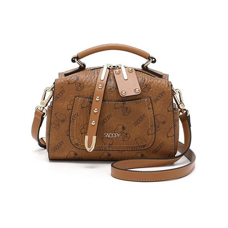 

Kawaii Snoopy кожаная женская сумка на плечо, маленькая дорожная сумка, однотонная женская сумка через плечо с героями мультфильмов, подарок на день рождения для подруг