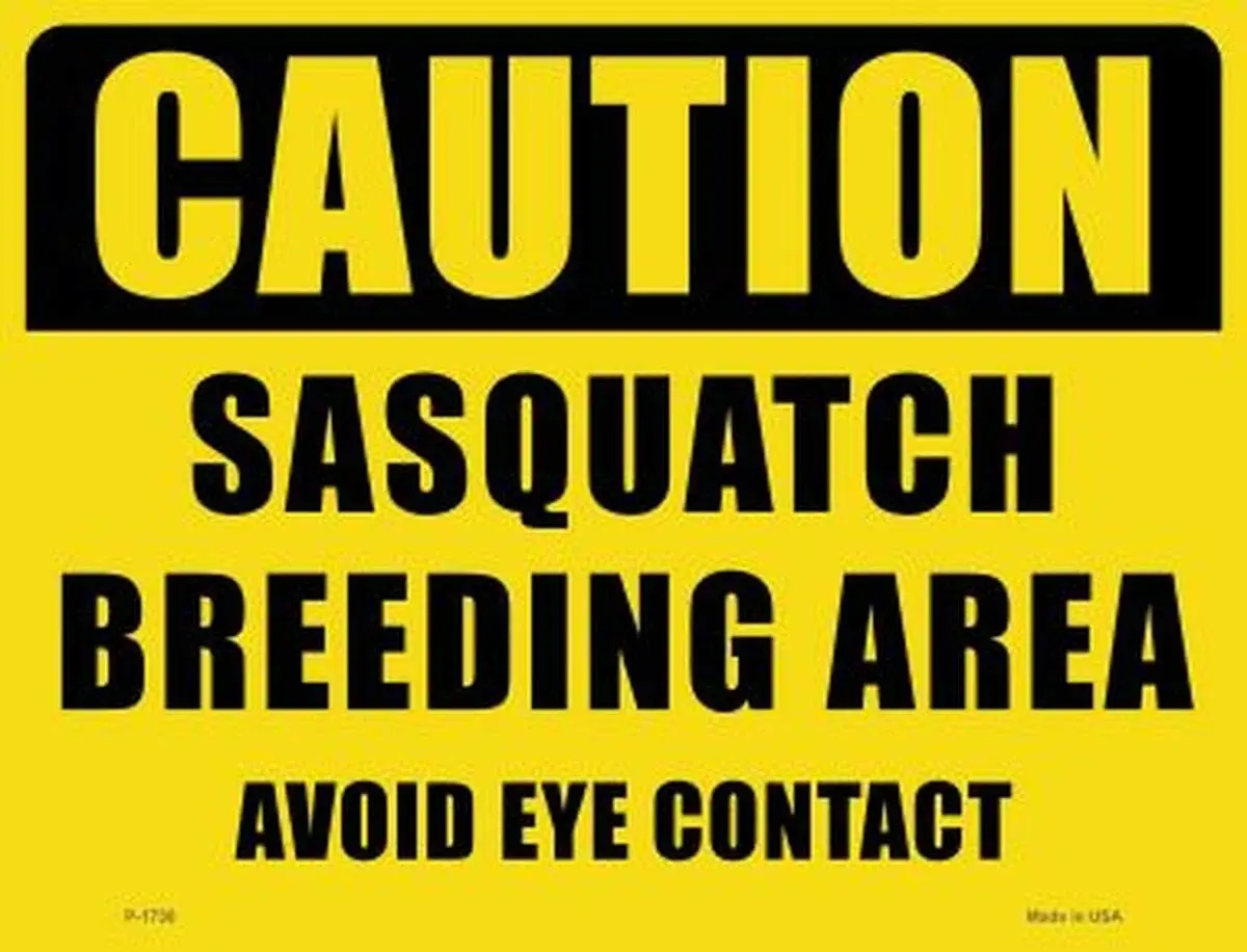 Caution Sasquatch Breeding Area Novelty Parking Sign,  inch-aluminum sign