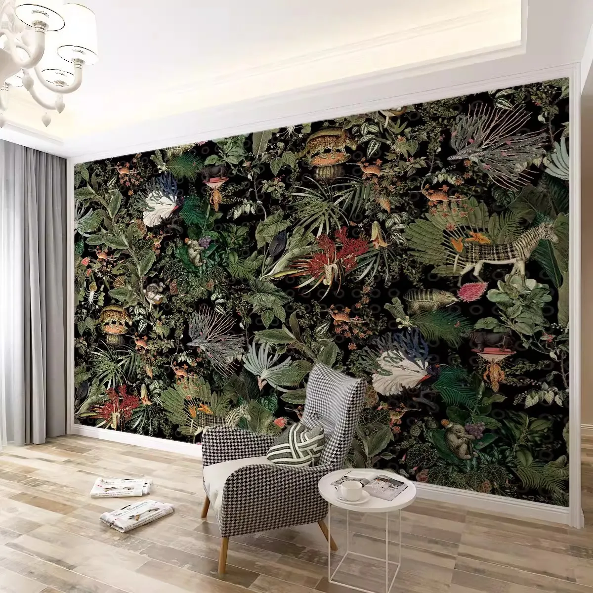 Vintage plant banana leaf tropical rainforest wallpaper American porch extinction restaurant hotel wallpaper mural