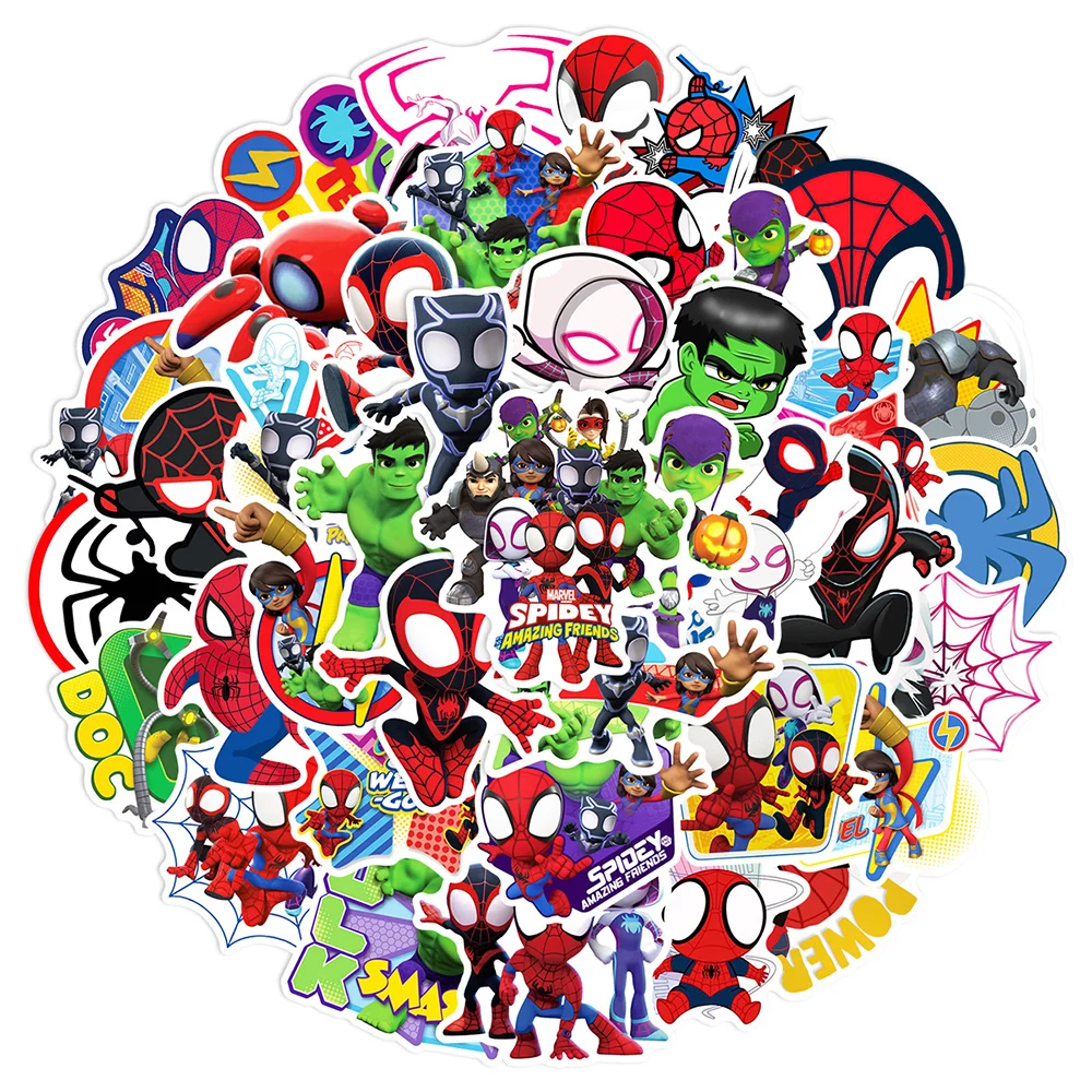 10/30/50 Stück Marvel Spider-Man und seine erstaunlichen Freunde Cartoon-Aufkleber Anime-Sticker Laptop Handy Wasserdichte Dekorationsaufkleber