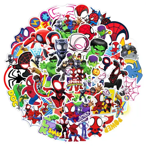 10/30/50pcs Marvel Spider-Man and His Amazing Friends Cartoon Stickers Anime Decals Laptop Phone Waterproof Decoration Sticker