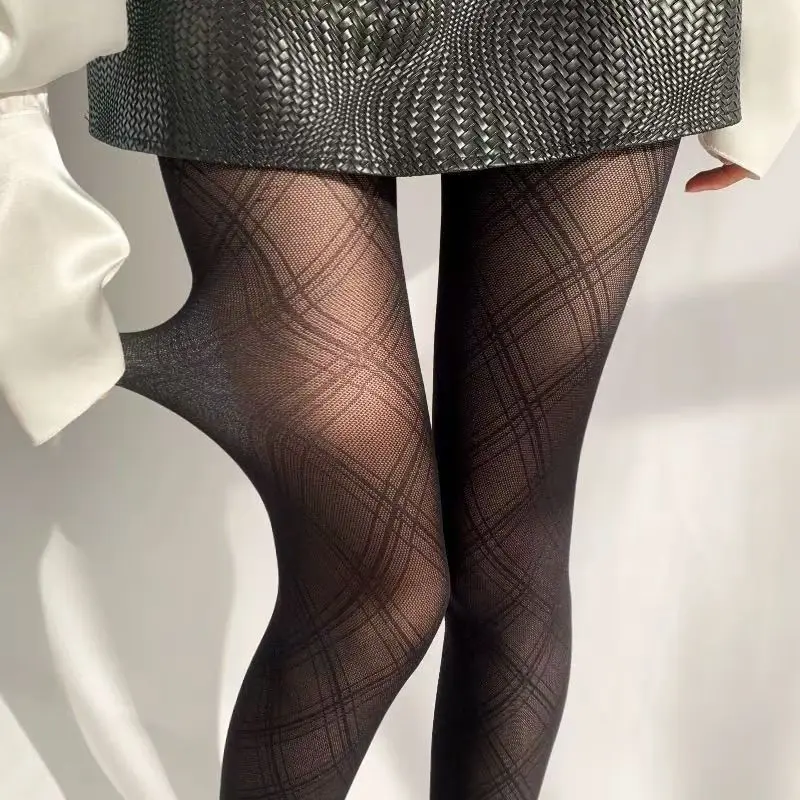 Women Pantyhose  Black Diamond Grid Stockings Lingeries For Women Tights High NightClub Party Gift