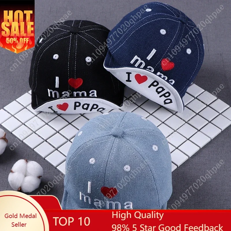 

Baby Denim Baseball Cap I Love Mama Summer Hat Kids Sun For Boys And Girls Letter Children's Hats s