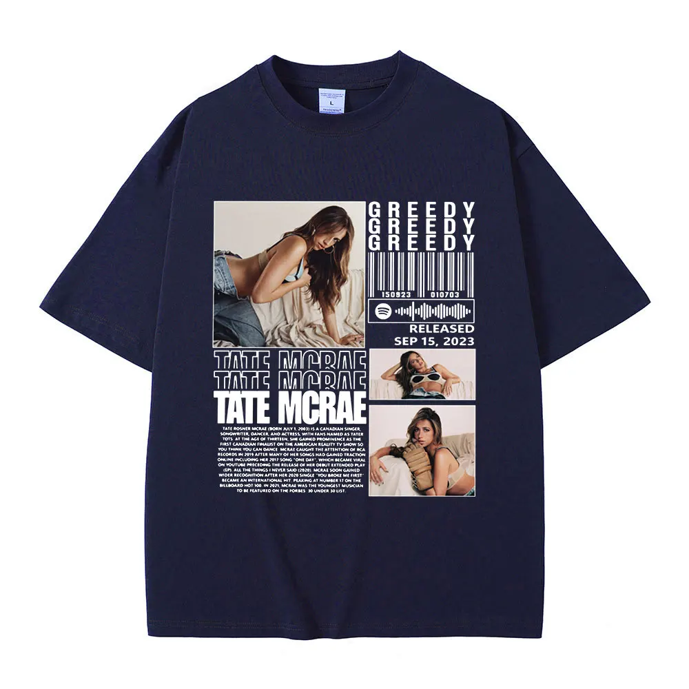 Männer Frauen Kleidung Mode Vintage T-shirts Tate Mcrae Greedy T Shirts 100_ Baumwolle Casual Lose Kurzarm T-shirt Streetwear