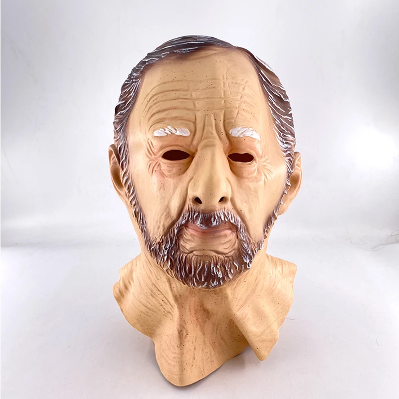 Old Man Latex Headgear Halloween Party Thriller April Fool's Day Cosplay Props Realistic Wrinkled Old Man Funny Face Mask