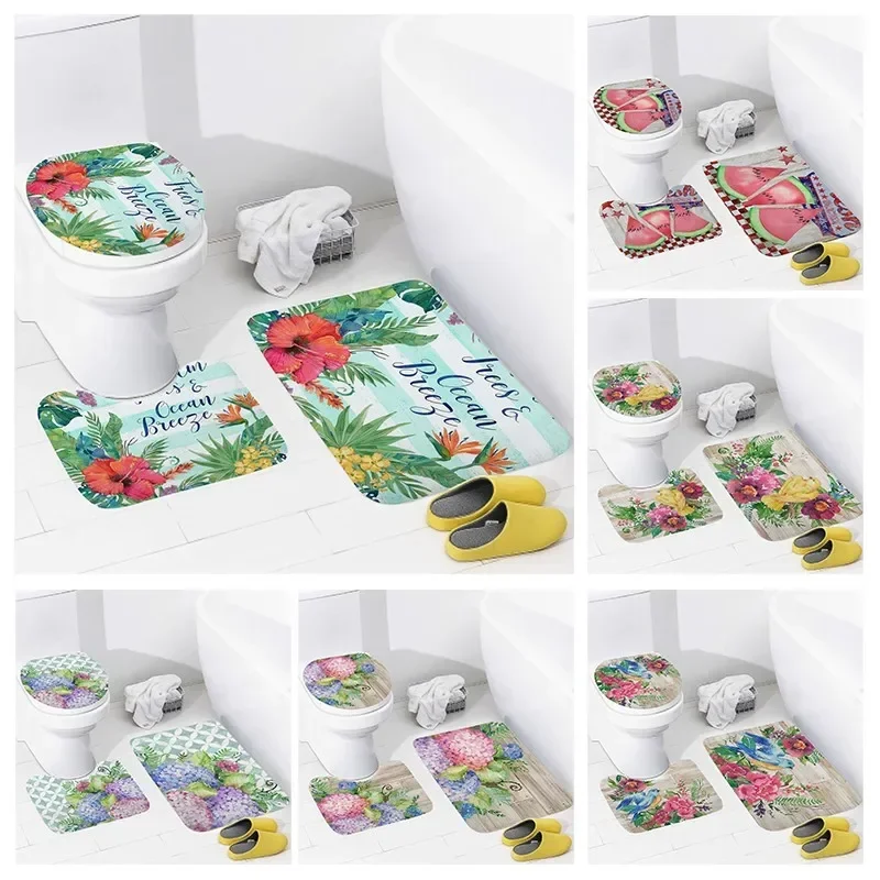 Non slip shower mat bathroom carpet shower beach style decoration water absorbing bathtub carpet toilet cover decoration cover