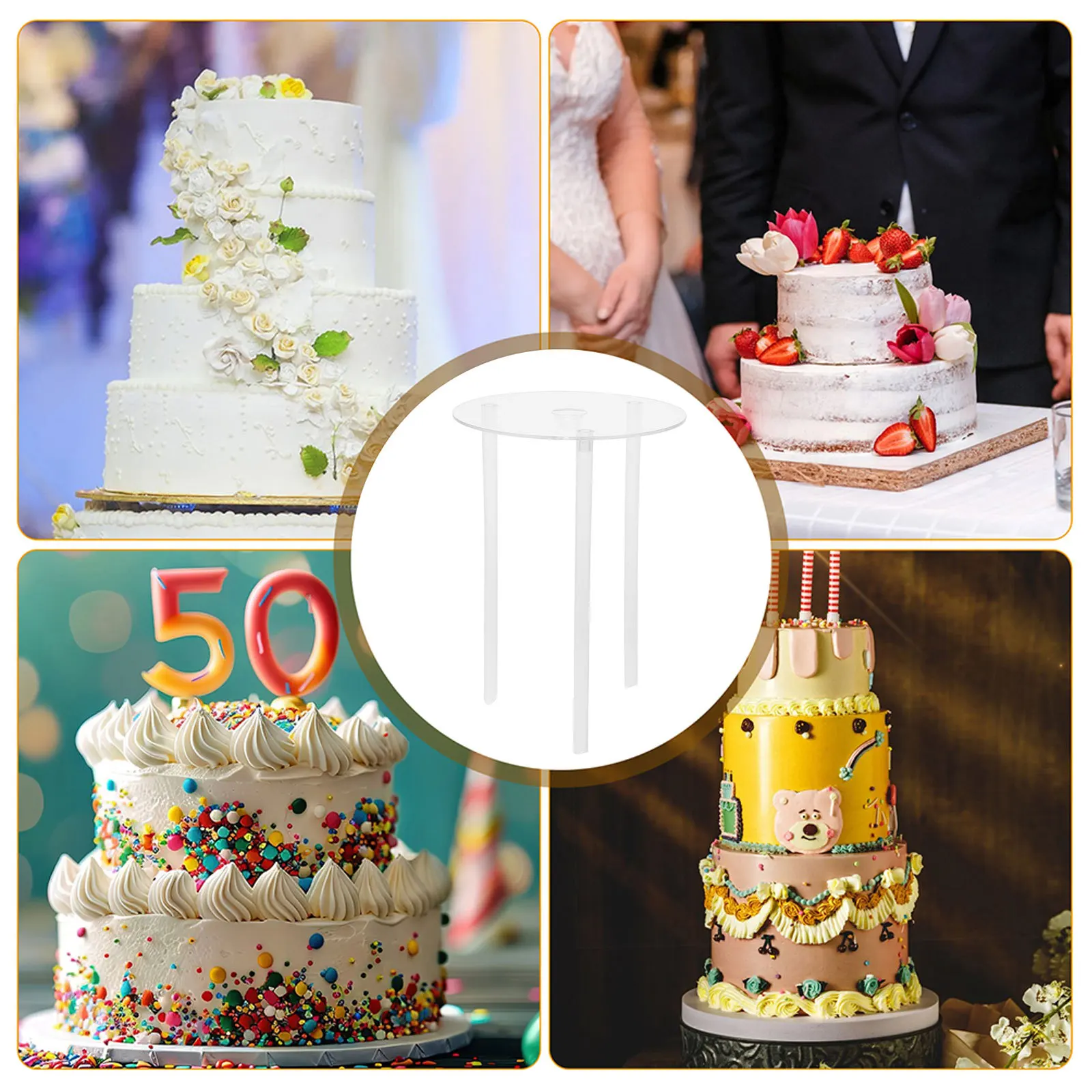 

4Set White Plastic Cake Dowel Rods Floating Spacers for 8 Inch Tiered Cakes Wedding Birthday Cake Decorating Supplies