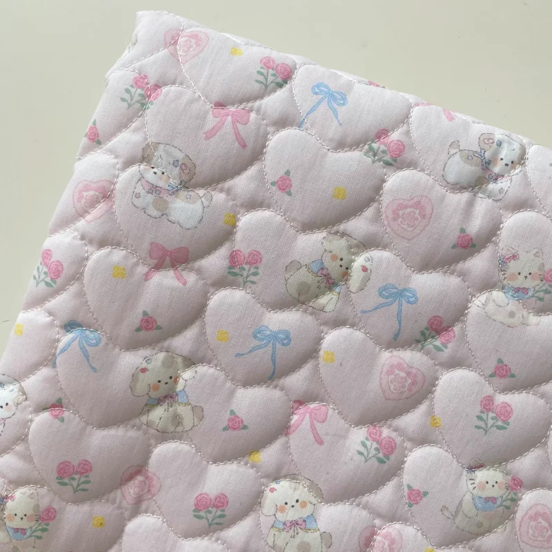 

Cartoon Polyester Cotton Fabric Handmade DIY Clothing Children's Pet Cotton-Padded Bag Pink Fabric