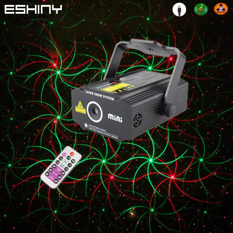 

ESHINY Stars Red Green Laser 4IN1 Patterns DJ Party Light Projector Dance Disco Bedroom Christmas Bar Stage Effect Lamp B23D3