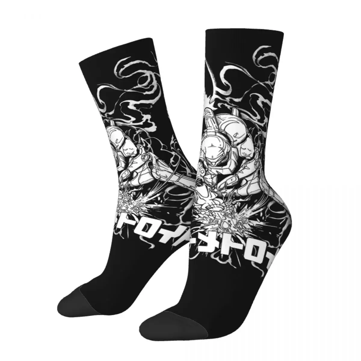 Funny Crazy Sock for Men Design Hip Hop Harajuku Metroid Zero Mission Game Happy Quality Pattern Printed Boys Crew Sock Gift