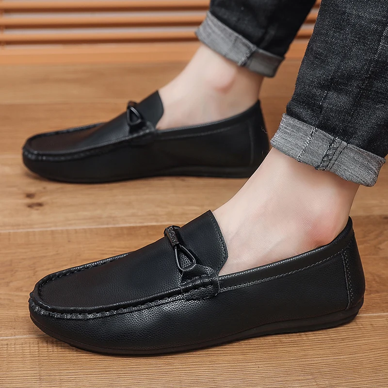 Leather Mens Loafers Fashion Walking Shoes Comfy Man Drive Flats Classic Original Style Men Casual Shoes Moccasins Male Footwear