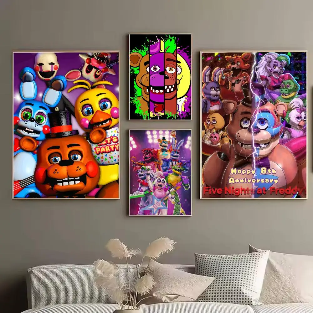 Fnaf Five-nights-At-Freddys Classic Painting Calligraphy Stylish Canvas Poster Wall Art for Bedroom Home Decor Gift