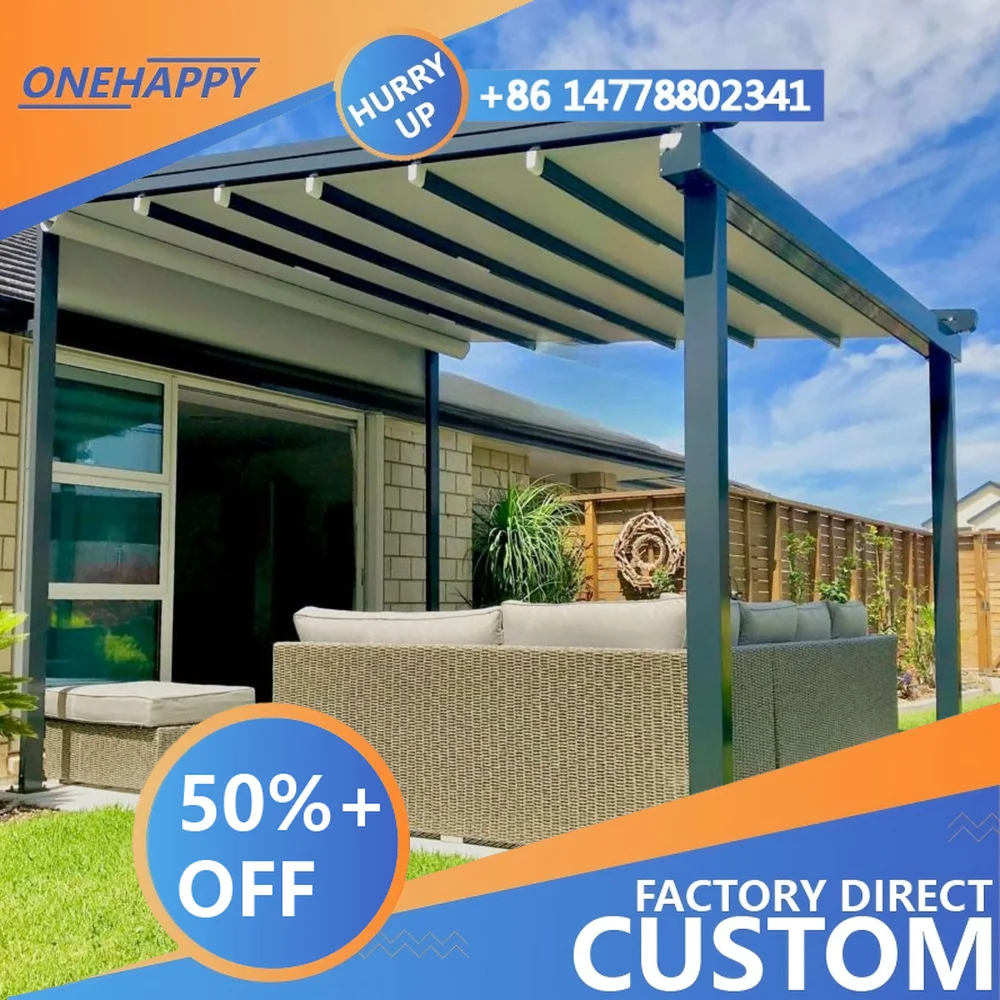 Any Size Custom Aluminum Bioclimatic Pergola Built In LED Motorized Louvers Uv Outdoor Villa Courtyard Leisure Sun Shade Canopy