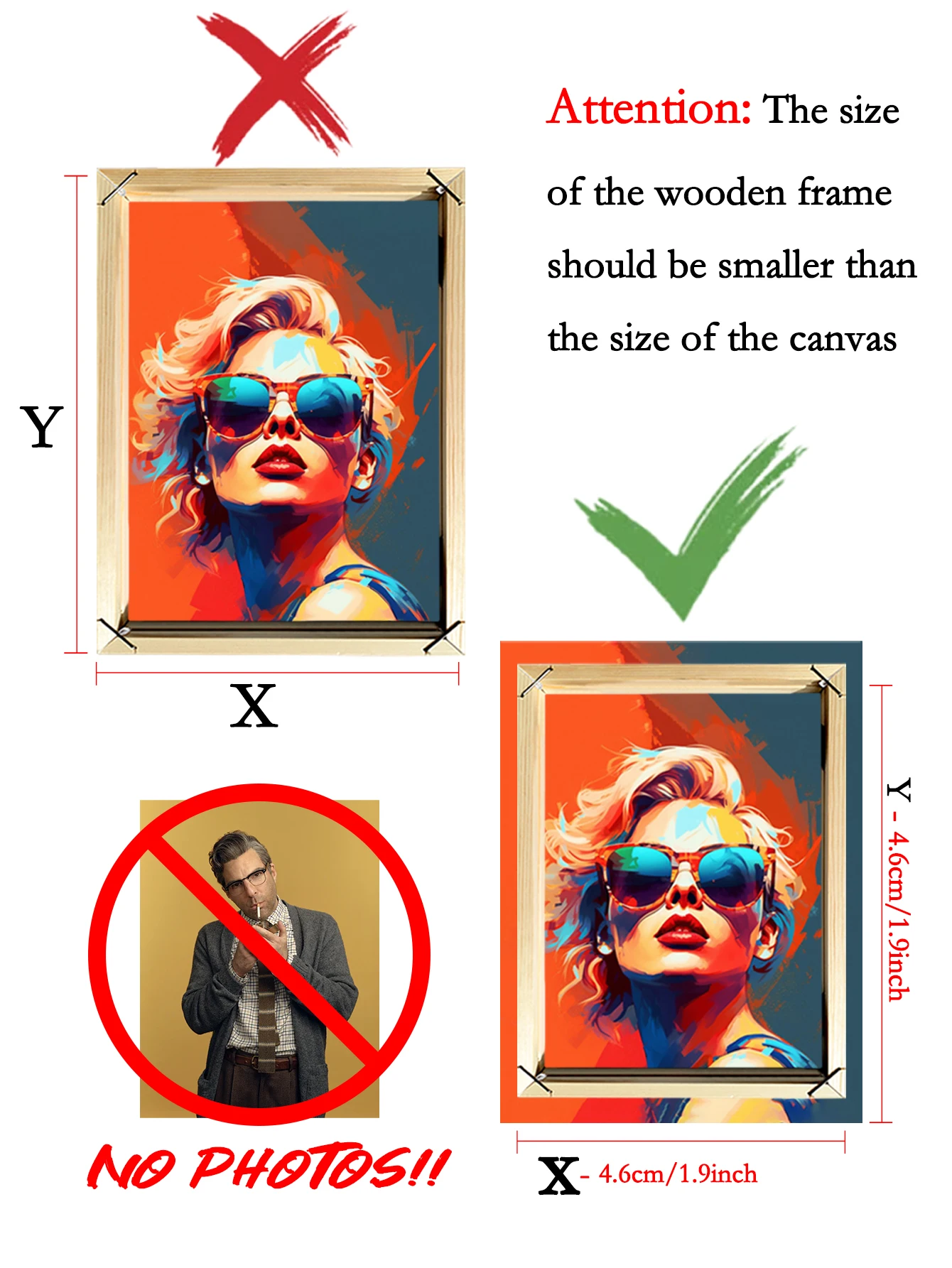 إطار الصورة اليدوية إطار خشبي لوحة عدة الماس صورة ملصق الإعلان إطار قماش اللوحة حجم مخصص ، تصدير المصنع