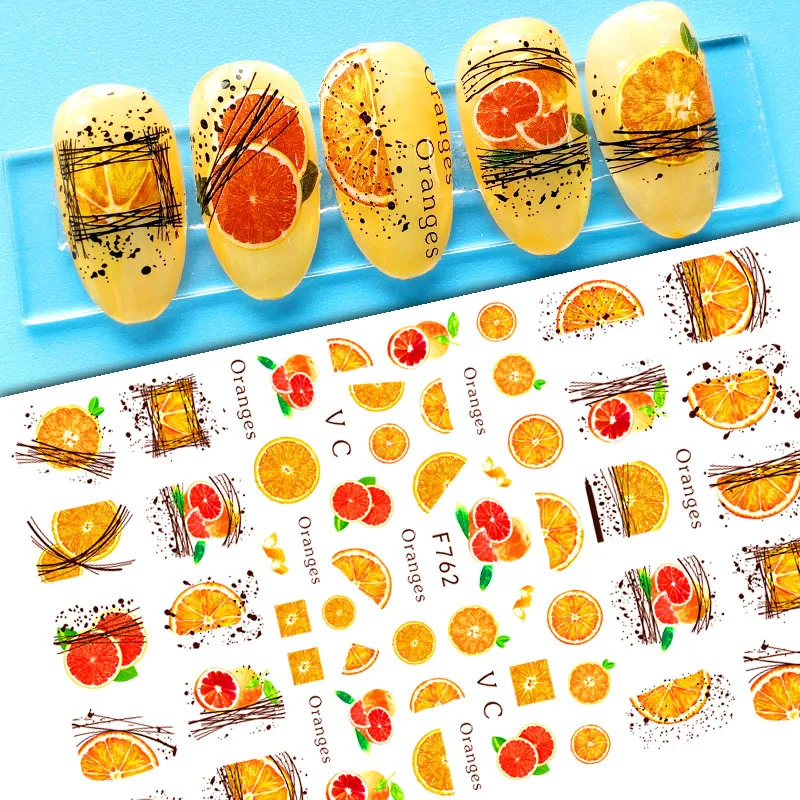 3D Handmade DIY Summer Bright Fruit Nail Art Stickers Avocado Nail Slider Nail Decorative Decals Stickers