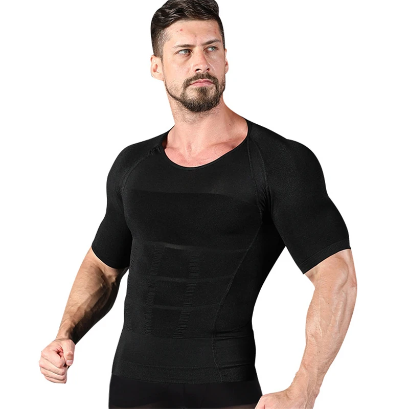 Men\'s Body Shaper T-Shirts Short Sleeves Corset Stomach Body Shapers Sports Stretch Men\'s Shapewear Short Sleeves Tank Tops