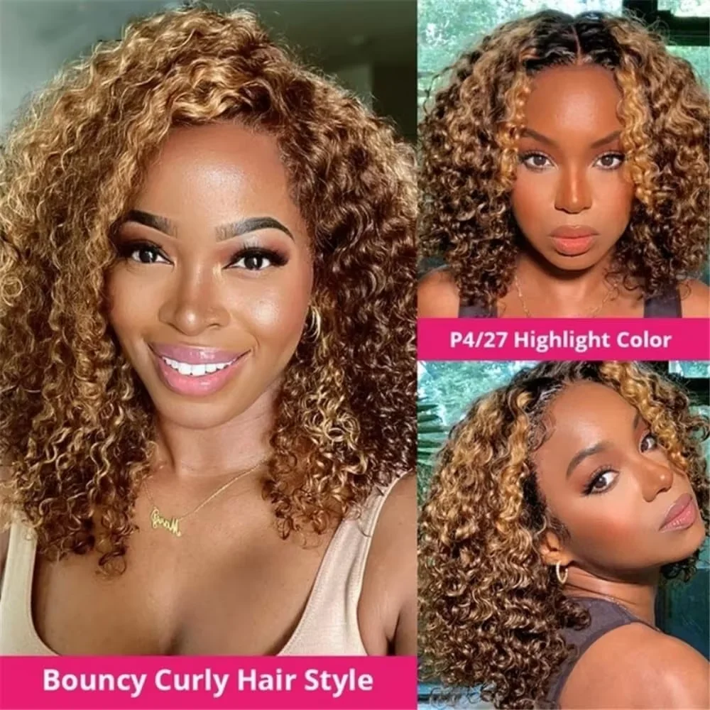 

P4/27 Highlight Deep Wave BOB Wig Glueless Wig Human Hair Ready To Go 5x5 Glueless Wigs for Women Curly Wigs Pre Plucked Wigs