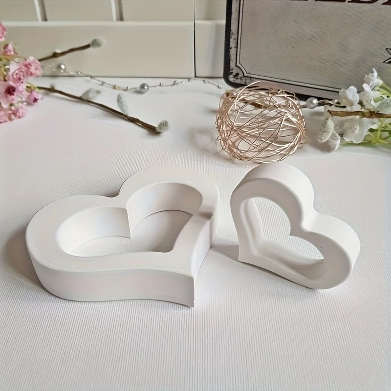 2-teiliges herzförmiges Silikonform-Set für Kunsthandwerk aus Harz, Gips und Ton – ideal für Heimdekoration und Weihnachtsgeschenke