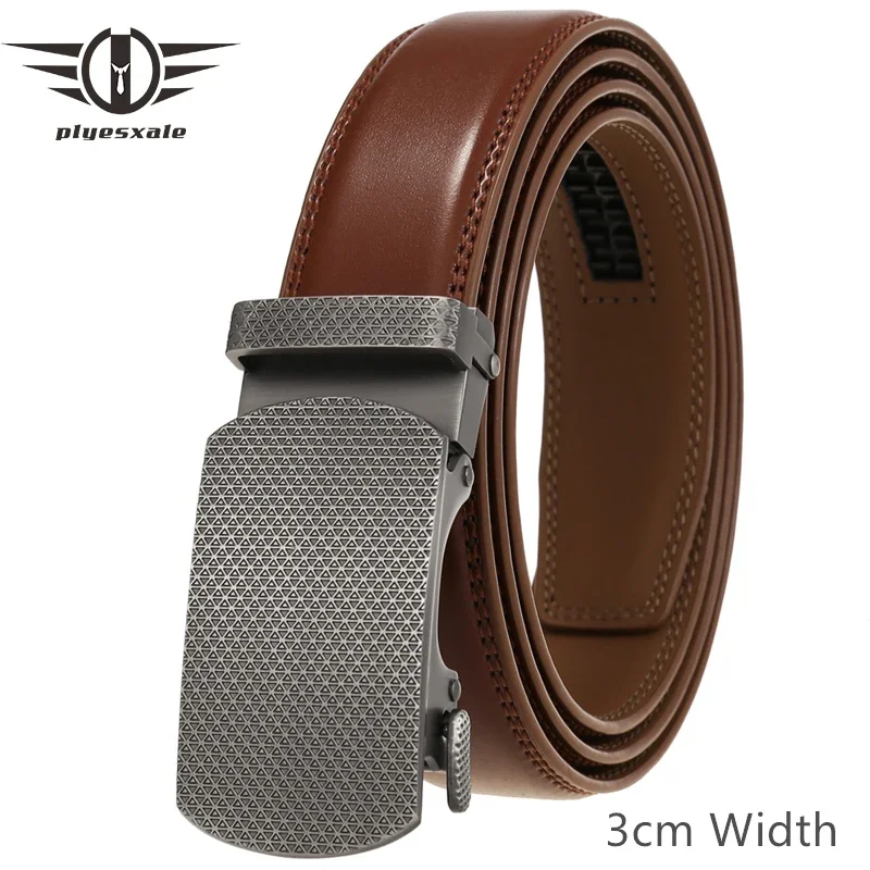 

3cm Width Classic Automatic Buckle Cowhide Leather Men Belt Luxury Black Dark Brown Formal Suit Belt For Men Top Quality B901