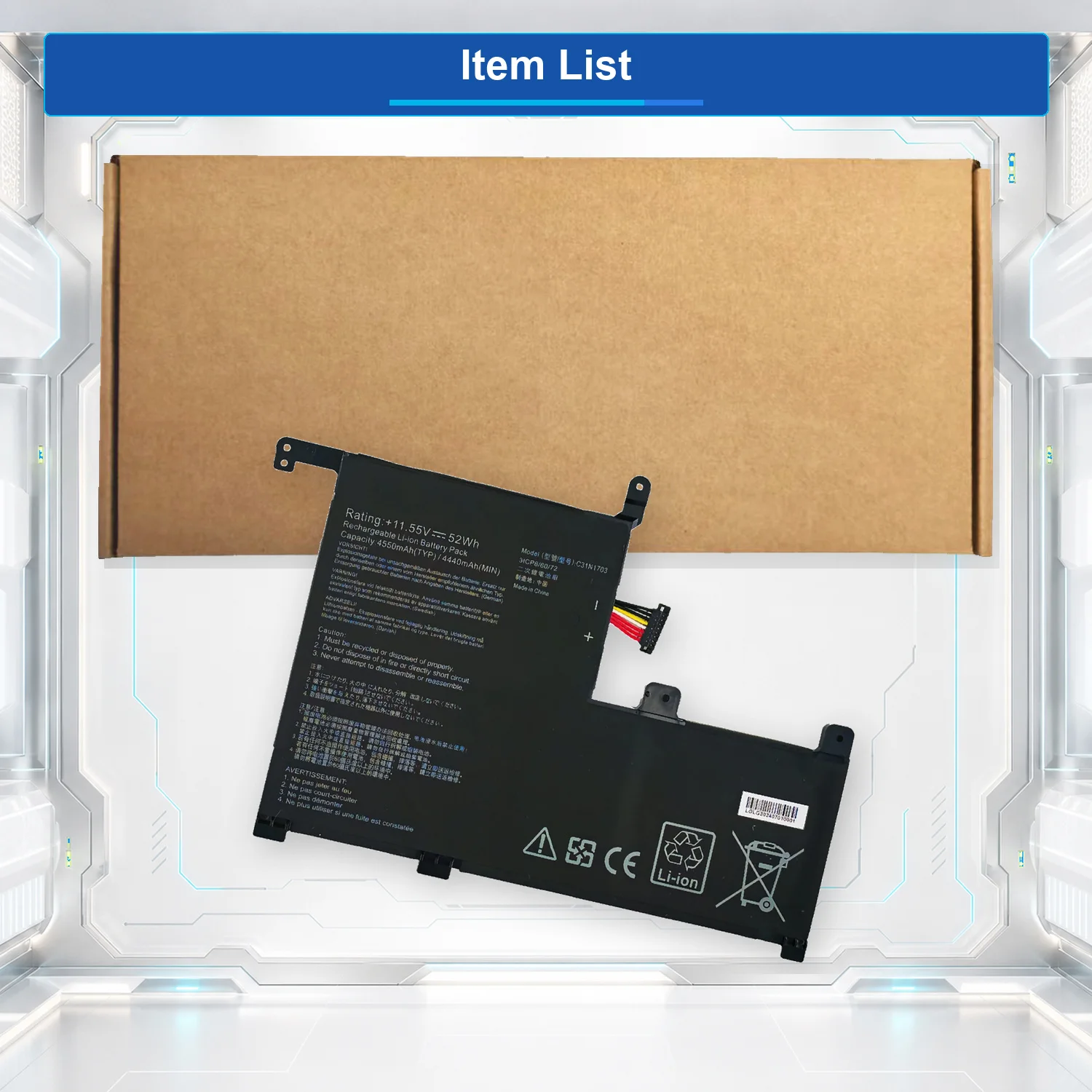 C31N1703 52Wh 11.55V Laptop Battery For ASUS ZenBook Flip UX561U UX561UA UX561UN Q525UA Q505UA 0B200-02650100