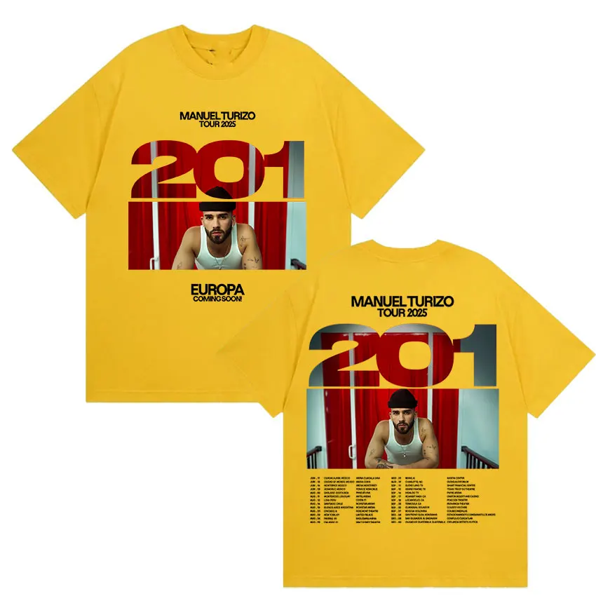 T-Shirt Manuel Turizo World Tour 2025 – Unisexe Manches Courtes, Respirant, Imprimé Concert Officiel