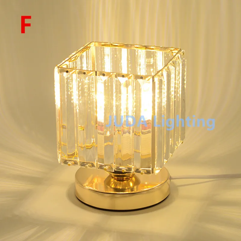 E27 base LED Simple creative modern bedroom table lamp Iron Bedside lamp Crystal desk lamp with button switch cable wire cord
