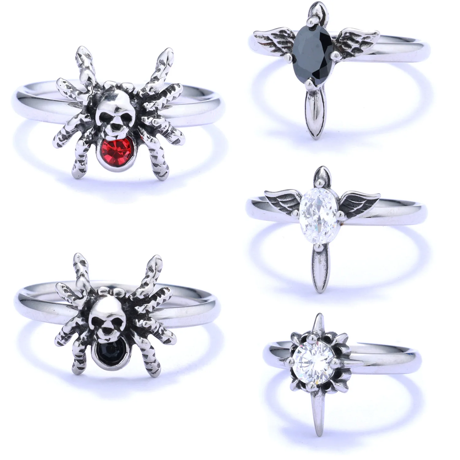 حلقة صغيرة عصرية وشخصية من الفولاذ المقاوم للصدأ لا تتلاشى مجموعة حلقات خاتم بسيط ومتعدد الاستخدامات للجنسين #1