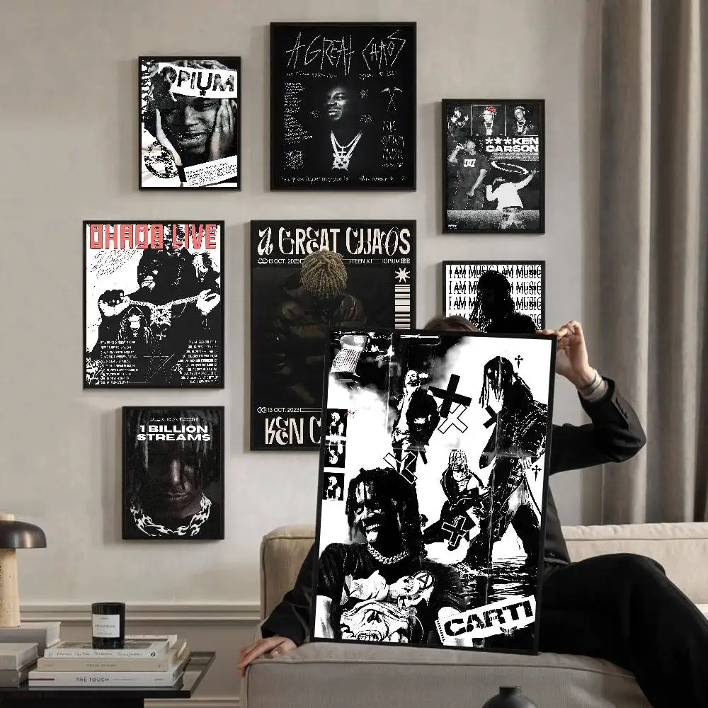 Ken Carson Rapper X Selbstklebendes Kunstposter Decoracion Gemälde Wandkunst Weißes Kraftpapier Home Decor