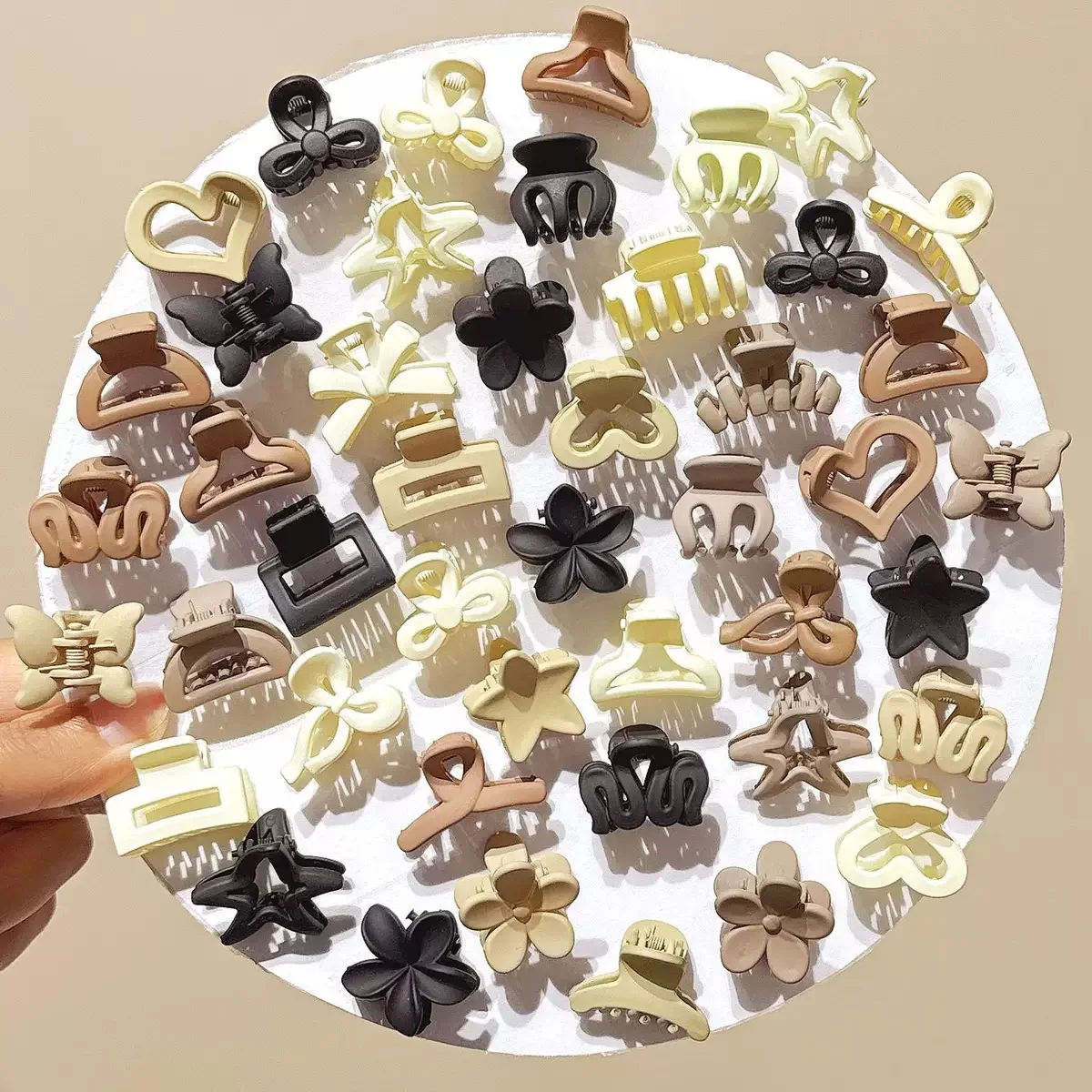 10/20/30Pcs Small Flower Hair Claw Clips for Women Girls Matte Rectange Jaw Clips Semicircle Barrettes for Thin Hair