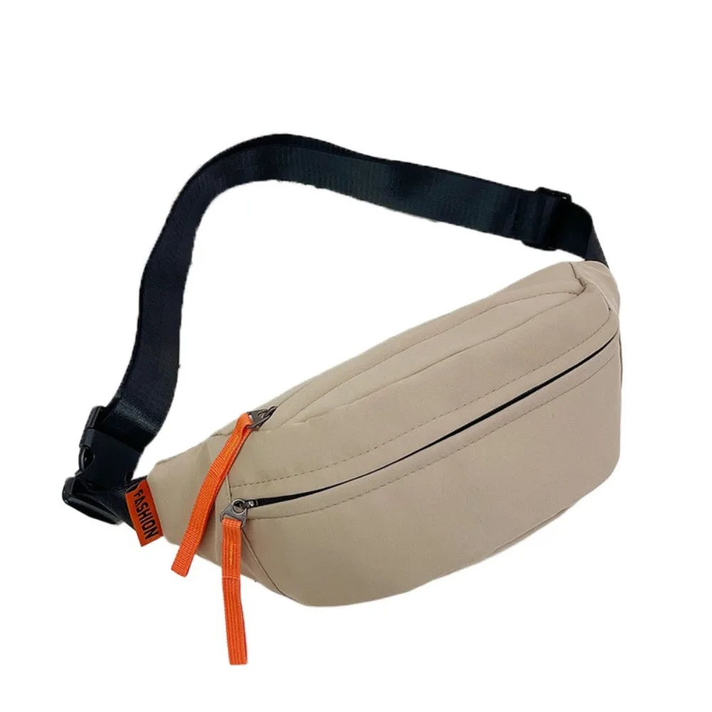 

Solid Color Nylon Waist Bag Multi-pocket Large Capacity Men Chest Bag Banana Bag Adjustable Shoulder Strap Diagonal Shoulder Bag