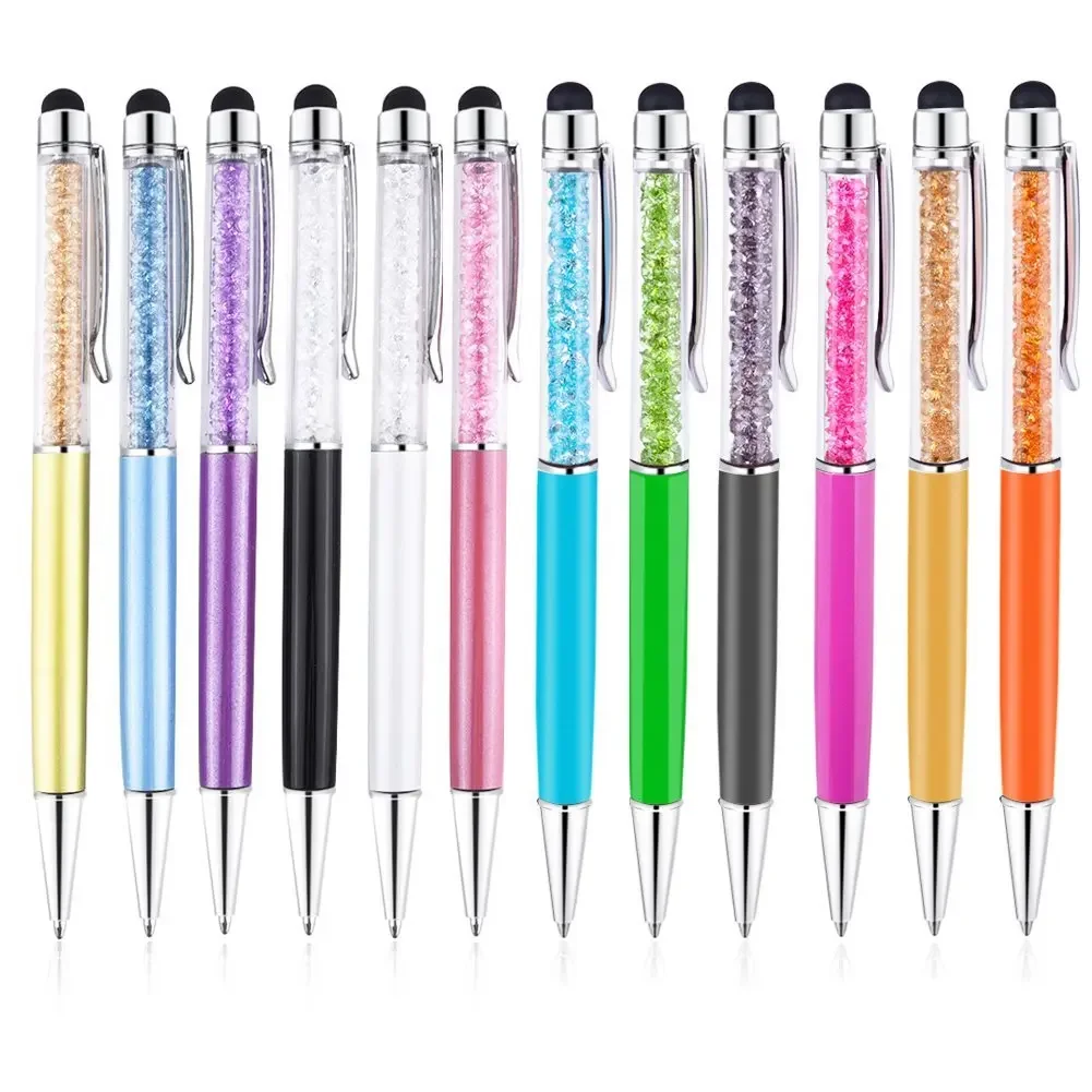 

500pcs/pack Luxury 2 in 1 Crystal Diamond Stylus Pen and Ball Point Pen Function include logo print and DHL shipping